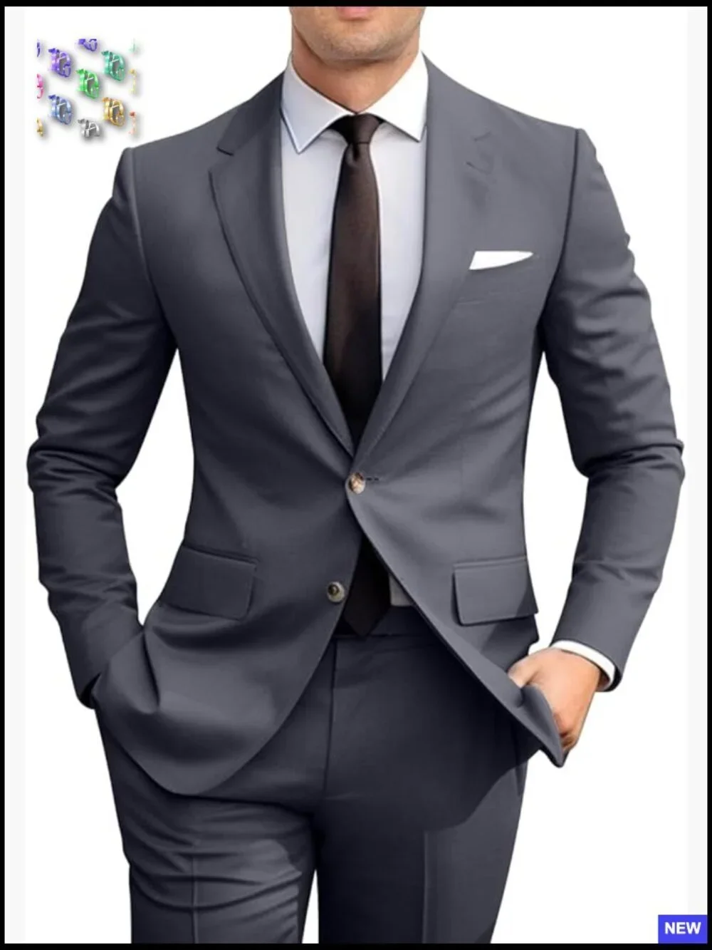 Slim Fit Two Piece Suit Set Modern Wedding Prom Formal Business Attire